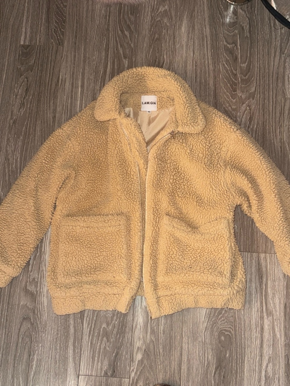 I.AM.GIA Fuzzy Sherpa Jacket in Camel Tan